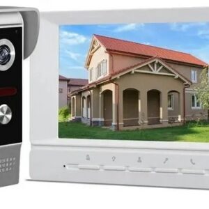 אינטרקום וידאו קווי 7 אינץ' מצלמה כולל לחצן פעמון דלת מצלמה עמיד למים לבית פרטי ומשרדים.